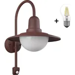 Trio Leuchten 207269124 NORMAN - Nástěnné venkovní svítidlo s čidlem pohybu, IP44, 1 x E27, výška 45cm + Dárek LED retro žárovka (Venkovní moderní svítidlo na zeď v hnědé rezavé barvě s pohybovým senzorem)