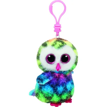plyšák TY Beanie Boos OWEN - vícebarevná sova přívěšek 3" small 3˝
