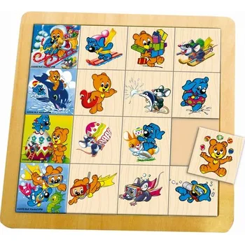 Puzzle Bino 13404 - Puzzle Méďa Pusík, co kam patří
