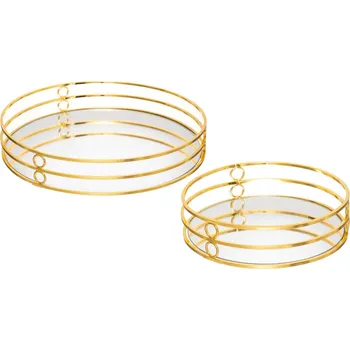 Atmosphera Zrcadlový tác FEEL, 2 kusy, zlatá barva