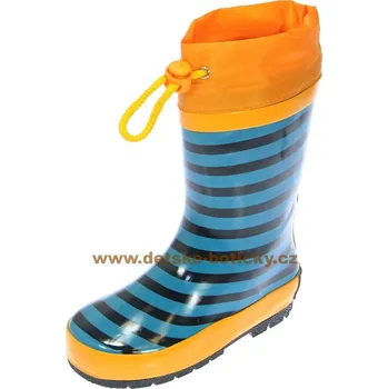 Dívčí holínky Pidilidi PL67 modrá oranžová pruhy 32