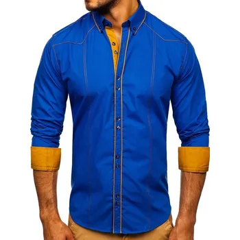 Pánská košile Královsky modrá pánská elegantní košile s dlouhým rukávem Bolf 4777 - S