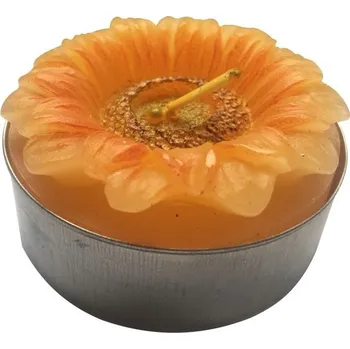 Svíčka Dekorativní maxi čajová svíčka - slunečnice 4 ks