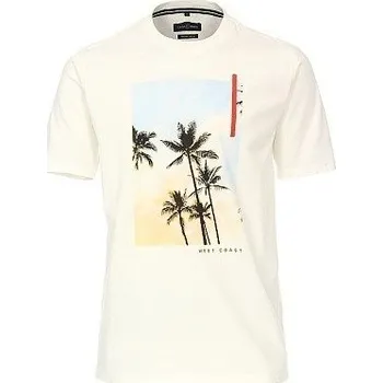 Pánské tričko Pánské tričko Casa Moda 3XL - 6XL krátký rukáv bílé s potiskem palmy Casa Moda - 6XL