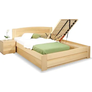 Postel Postel z masivu s úložným prostorem Justina, 160x200cm, 180x200cm, masiv buk