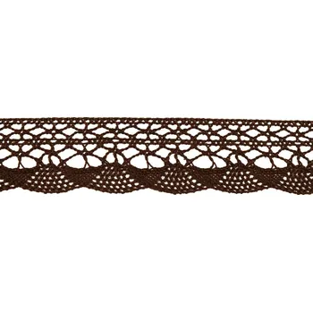 Stuha Bavlněná paličkovaná krajka - tmavě hnědá - šířka 3,2 cm
