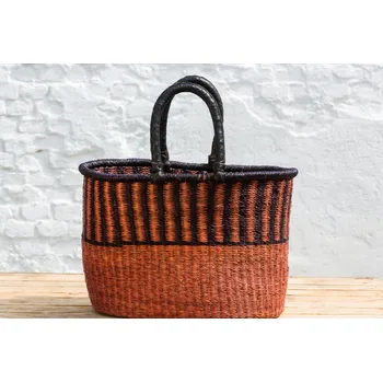 Hammershus Fairtrade Oválný bolga koš premium z Ghany, různé barvy, 37-42 cm Barva koše: Hnědá