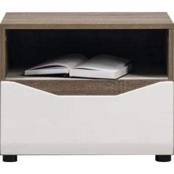 Noční stolek Noční stolek LIONEL - dub sonoma truflový/bílý lesk