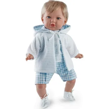Panenka Realistická panenka Teo v kostkovaných kraťasech od španělské firmy Marina & Pau (Teo Vichy - 45 cm)