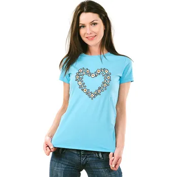 Dámské tričko STRIKER Dámské tričko kopretinové srdce Barva: Tyrkysová, Velikost: XL