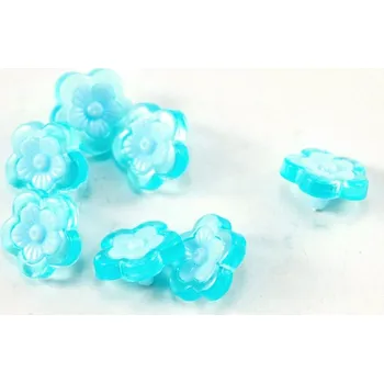 Knoflík Knoflík ve tvaru květinky se spodním přišitím - tyrkysová - průměr 1,5 cm