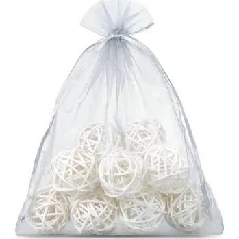 Dárková taška Dárkový sáček z organzy stříbrný 22 x 30 cm