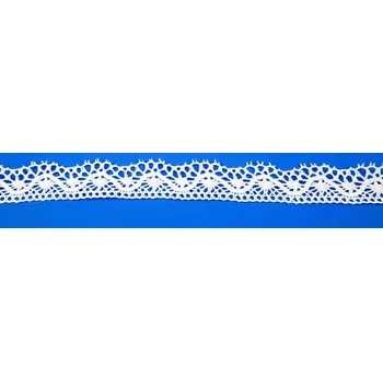Stuha Bavlněná paličkovaná krajka - bílá - šířka 2,7 cm