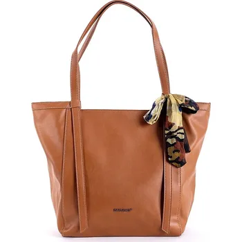 Kabelka Velká hnědá kabelka na rameno David Jones CM6101 se šátkem