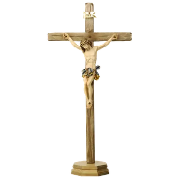 Vánoční dekorace Ornatis Ježíš Kristus na kříži Provedení: Malované, Velikost stojících figur dospělých postav: 13/30 cm Dřevěná vyřezávaná soška Ježíše Krista na kříži