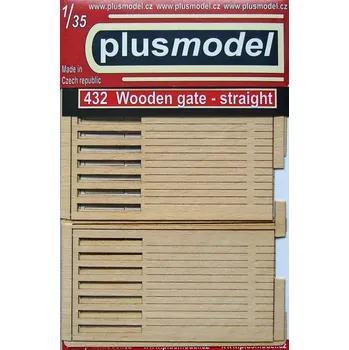 Plastikový model Plusmodel 1/35 Wooden gate - straight (laser cut wood)