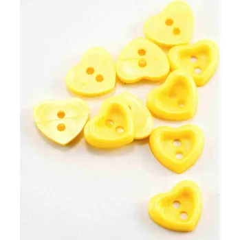 Knoflík Knoflík ve tvaru srdíčka - žlutá - průměr 1,5 cm