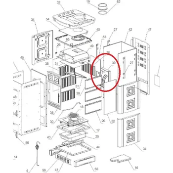 Krbová kamna La nordica - zadní litinová vyzdívka s otvory - pro kamna GAIA, FULVIA, FIAMMETTA, ASIA, FIORELLA, GIORGIA, GIULIETTA