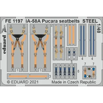 Plastikový model Eduard 1/48 IA-58A Pucara seatbelts STEEL (KINETIC)