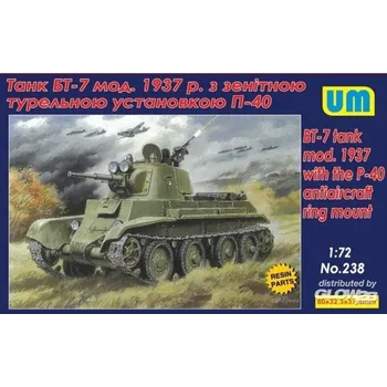 Plastikový model Unimodel 1/72 BT-7 mod.1937 with P-40 AA ring mount