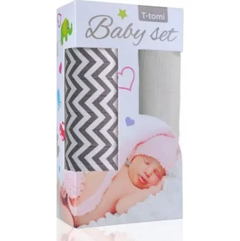 T-TOMI Baby set - bambusová osuška šedé stříšky + šedá