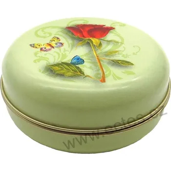 Dóza na potraviny MY SWEETHEART světle zelená plechová dóza 7909 červená růže s motýlky