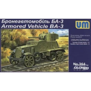 Plastikový model Unimodel 1/72 BA-3 (railway version) Soviet WWII Arm.Car