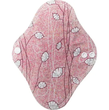 Menstruační vložka Breberky BIO Slipová vložka (Bavlněné froté s PUL) - Stříbrné lístečky na červené (biobavlněný úplet s GOTS)