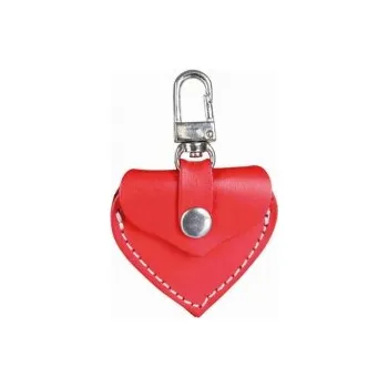 Adresář kožené srdíčko s kovovou karabinkou červená