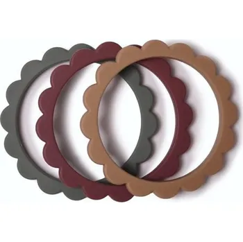 Mushie Náramkové kousátko ze silikonu Flower 3 ks Dried-thyme-berry