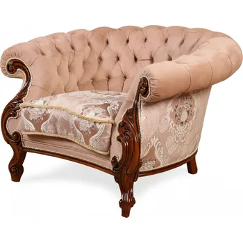 Křeslo IBA Zámecké křeslo VENEZIA Typ: Krémová se zlatou patinou, Potah: Látka