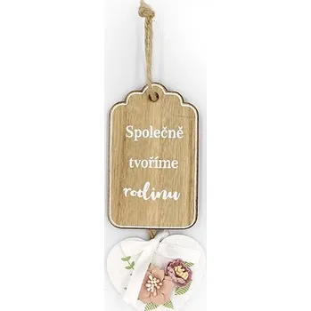 Vánoční dekorace Dřevěné cedule 17x6 cm k zavěšení - Společně tvoříme rodinu