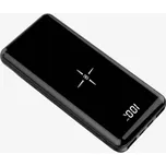 Power Banka s LED displejem a Wireless charge s bezdrátovým nabíjením 10000 mAh mAh - černá