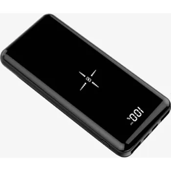 Powerbanka Power Banka s LED displejem a Wireless charge s bezdrátovým nabíjením 10000 mAh mAh - černá