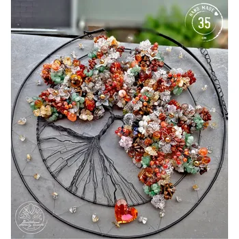 Osobní rozvoj Strom života Polodrahokamy Otevírám srdce v radosti 35cm Drátované stromy života