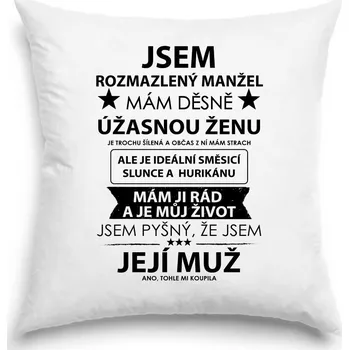 Žertovný předmět Polštář - Jsem rozmazlený manžel