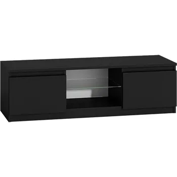 Televizní stolek Televizní stolek DELUKO se skleněnou policí 120 cm černý lesk