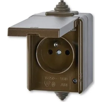 vypínač ABB Praktik zásuvka IP44 hnědá 5518-2969 H pro průběžnou montáž