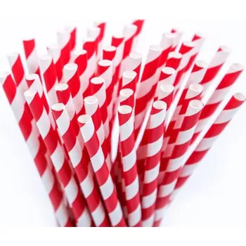 Jednorázové nádobí Papírové brčko JUMBO pruhy 25cm (cena za 100ks)