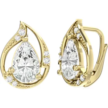 Náušnice Couple, Neotřelé náušnice Bethany, žluté zlato a&nbsp;zirkony, 585-66-3-0376.0Z00.0.00.001.08