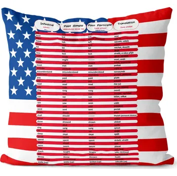 Dekorativní polštářek Polštář Nepravidelná slovesa – angličtina (Velikost: 55 x 55 cm)