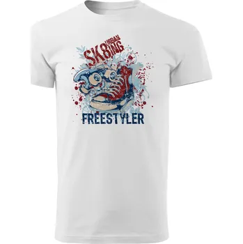 Pánské tričko Grooters Bavlněné tričko - Freestyler - Bílé Velikost: M