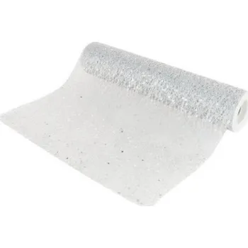 Party dekorace CHAKS ŠERPA stolová stříbrná pavučinka s glitry 30 cmx 5 m