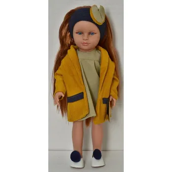 Panenka Realistická panenka Nina ve žlutém kabátku - dlouhé zrzavé vlasy od firmy Lamagik ze Španělska (španělská panenka - 42 cm)