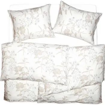 Povlečení SCANquilt povlečení SATÉN PLUS květina bílobéžová 140 x 200/70 x 90 cm