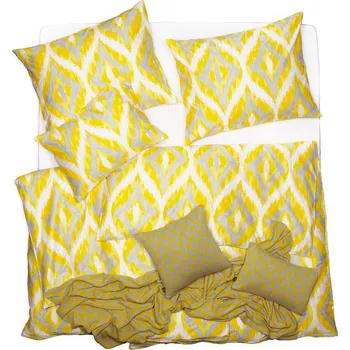 Bytový textil SCANquilt povlečení SATÉN PLUS retro žlutošedobílá 140 x 200/70 x 90 cm