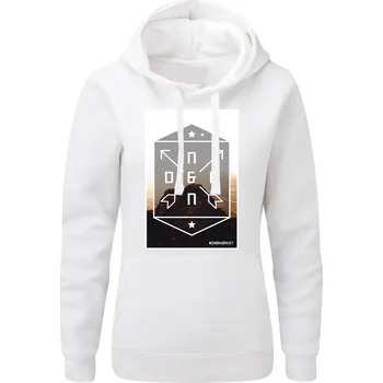 Dámská mikina DNBMARKET.CZ Dámská mikina s kapucí DnbMount černá / bílá Velikost: XXL, Barva: Bílá