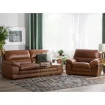 Sedací souprava 2 + 1 hnědé kožené černé nohy silné sedadlo a retro opěradlo Beliani