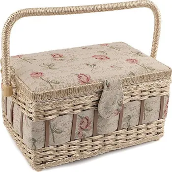 Organizér galanterie Kazeta / košík na šití čalouněný, barva 18 režná