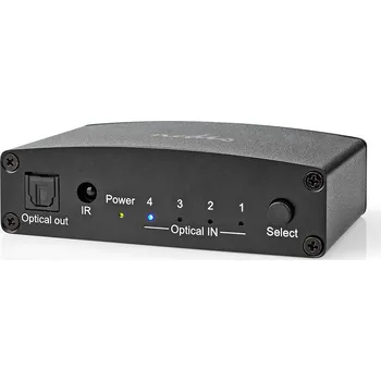 Nedis ASWI2514BK digitální audio přepínač 4x vstup TosLink na 1x výstup TosLink